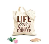 AILOONG Customizable pattern canvas bags life begins after coffee typography lettering quotes 340g/m² thick fabric Matches clothing