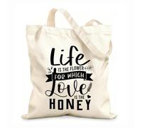 AILOONG Customizable pattern canvas bags life is the flower 12 oz thick fabric Matches clothing 25x30cm Small