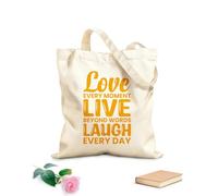 AILOONG Customizable pattern canvas bags Love every moment live beyond words laugh every day 340g/m² thick fabric Matches clothing