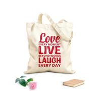 AILOONG Customizable pattern canvas bags Love every moment live beyond words laugh every day 340g/m² thick fabric Matches clothing