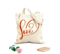 AILOONG Customizable pattern canvas bags love greeting design with stylish vintage lettering phrase 340g/m² thick fabric Matches clothing
