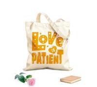 AILOONG Customizable pattern canvas bags love is patient valentine day quotes about love typography romantic words in february 340g/m² thick fabric Matches clothing