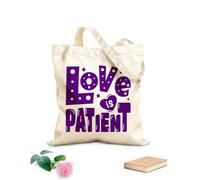 AILOONG Customizable pattern canvas bags love is patient valentine day quotes about love typography romantic words in february 340g/m² thick fabric Matches clothing