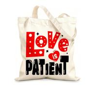 AILOONG Customizable pattern canvas bags love is patient valentine day quotes about love typography romantic words in february 12 oz thick fabric Matches clothing 31x36cm Medium