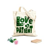 AILOONG Customizable pattern canvas bags love is patient valentine day quotes about love typography romantic words in february 340g/m² thick fabric Matches clothing