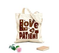 AILOONG Customizable pattern canvas bags love is patient valentine day quotes about love typography romantic words in february 340g/m² thick fabric Matches clothing