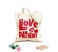 AILOONG Customizable pattern canvas bags love is patient valentine day quotes about love typography romantic words in february 340g/m² thick fabric Matches clothing
