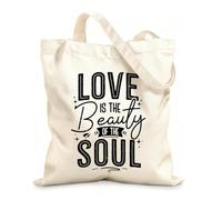 AILOONG Customizable pattern canvas bags love is the beauty of the soul 12 oz thick fabric Matches clothing 35x40cm Large
