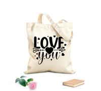 AILOONG Customizable pattern canvas bags love you happy valentine day quotes mug design 12 oz thick fabric Matches clothing 35x40cm Large