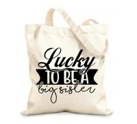AILOONG Customizable pattern canvas bags lucky to be a big sister 12 oz thick fabric Matches clothing 25x30cm Small