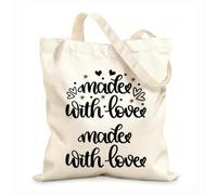 AILOONG Customizable pattern canvas bags made with love heart valentines day love be mine holiday 12 oz thick fabric Matches clothing 25x30cm Small