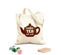 AILOONG Customizable pattern canvas bags make tea not war lettering and quote 340g/m² thick fabric Matches clothing
