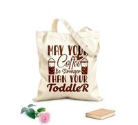 AILOONG Customizable pattern canvas bags may your coffee be stronger than your toddler mother day 340g/m² thick fabric Matches clothing