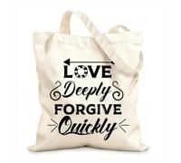 AILOONG Customizable pattern canvas bags motivational quotes love deeply and forgive quickly 12 oz thick fabric Matches clothing 31x36cm Medium