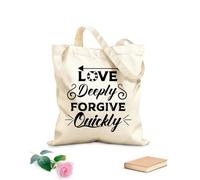 AILOONG Customizable pattern canvas bags motivational quotes love deeply and forgive quickly 12 oz thick fabric Matches clothing 25x30cm Small