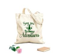 AILOONG Customizable pattern canvas bags motivational quotes say yes to new adventures 340g/m² thick fabric Matches clothing