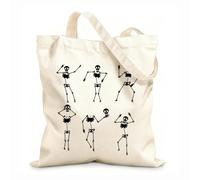 AILOONG Dancing Skeletons Skull Bones Horror Unbleached Canvas Tote Bag 12 oz thick fabric Uses as a tool bag 25x30cm Small
