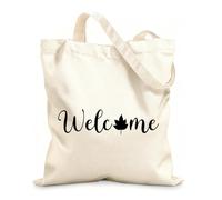 AILOONG Digitally printed canvas bags 12 oz thick fabric Autumn Fall Lettering Thanksgiving Hello Uses as a makeup bag 31x36cm Medium