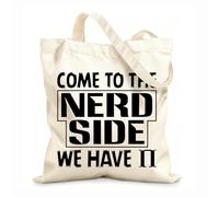 AILOONG Digitally printed canvas bags 12 oz thick fabric come to the nerd side we have pi Uses as a makeup bag 31x36cm Medium