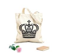 AILOONG Digitally printed canvas bags 12 oz thick fabric crown icons timeless silhouette set Uses as a makeup bag 25x30cm Small