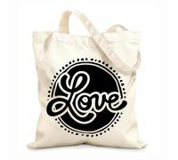 AILOONG Digitally printed canvas bags 12 oz thick fabric cute sketchy hand drawn valentine day labels Uses as a makeup bag 35x40cm Large