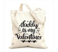 AILOONG Digitally printed canvas bags 12 oz thick fabric daddy is my valentine heart valentines day love be mine holiday Uses as a makeup bag 35x40cm Large