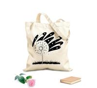 AILOONG Digitally printed canvas bags 12 oz thick fabric dandelion drawing images Uses as a makeup bag 35x40cm Large