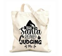 AILOONG Digitally printed canvas bags 12 oz thick fabric dear santa stop judging merry christmas Uses as a makeup bag 31x36cm Medium