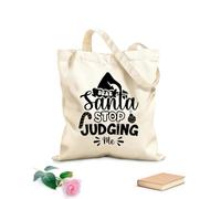 AILOONG Digitally printed canvas bags 12 oz thick fabric dear santa stop judging merry christmas Uses as a makeup bag 25x30cm Small