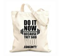 AILOONG Digitally printed canvas bags 12 oz thick fabric do it now because they said you couldn t gym fitness poster with grunge effect Uses as a makeup bag 35x40cm Large