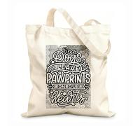 AILOONG Digitally printed canvas bags 12 oz thick fabric Dogs leave paw prints in our hearts inspirational quotes Uses as a makeup bag 35x40cm Large