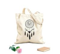 AILOONG Digitally printed canvas bags 12 oz thick fabric Dream catcher feathers and ghosts with a skull in the middle Uses as a makeup bag 31x36cm Medium