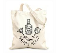 AILOONG Digitally printed canvas bags 12 oz thick fabric drinks hand drawn retro labels set happy hour badges Uses as a makeup bag 25x30cm Small