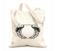 AILOONG Digitally printed canvas bags 12 oz thick fabric Elegant emblem feather wings around square frame Uses as a makeup bag 31x36cm Medium