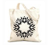 AILOONG Digitally printed canvas bags 12 oz thick fabric Elegant floral mandala Uses as a makeup bag 31x36cm Medium