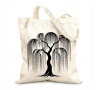 AILOONG Digitally printed canvas bags 12 oz thick fabric elegant willow tree life logo clipart Uses as a makeup bag 35x40cm Large