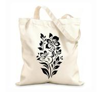 AILOONG Digitally printed canvas bags 12 oz thick fabric ethnic elegance decorative floral logo icon tradition blossom ethnic floral design Uses as a makeup bag 31x36cm Medium