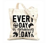 AILOONG Digitally printed canvas bags 12 oz thick fabric every day is gaming day game quotes emblem video games love gaming Uses as a makeup bag 35x40cm Large
