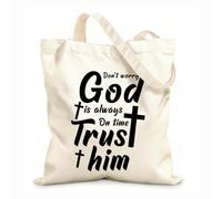 AILOONG Digitally printed canvas bags 12 oz thick fabric faith god or jesus graphic typographic design Uses as a makeup bag 35x40cm Large