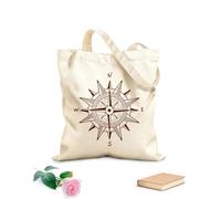 AILOONG Digitally printed canvas bags 340g/m² thick fabric compass wind rose set hand drawn Uses as a makeup bag