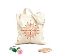 AILOONG Digitally printed canvas bags 340g/m² thick fabric compass wind rose set hand drawn Uses as a makeup bag