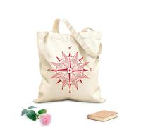 AILOONG Digitally printed canvas bags 340g/m² thick fabric compass wind rose set hand drawn Uses as a makeup bag