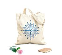 AILOONG Digitally printed canvas bags 340g/m² thick fabric compass wind rose set hand drawn Uses as a makeup bag