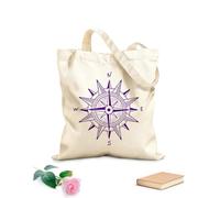 AILOONG Digitally printed canvas bags 340g/m² thick fabric compass wind rose set hand drawn Uses as a makeup bag