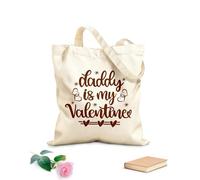 AILOONG Digitally printed canvas bags 340g/m² thick fabric daddy is my valentine heart valentines day love be mine holiday Uses as a makeup bag