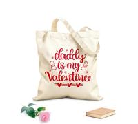 AILOONG Digitally printed canvas bags 340g/m² thick fabric daddy is my valentine heart valentines day love be mine holiday Uses as a makeup bag