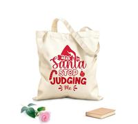 AILOONG Digitally printed canvas bags 340g/m² thick fabric dear santa stop judging merry christmas Uses as a makeup bag