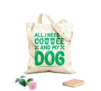 AILOONG Digitally printed canvas bags 340g/m² thick fabric dog lover and graphics all i nee is coffee and my dog Uses as a makeup bag