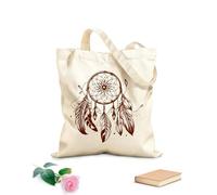 AILOONG Digitally printed canvas bags 340g/m² thick fabric dream catcher decor sketch hand drawn in doodle style Uses as a makeup bag