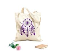 AILOONG Digitally printed canvas bags 340g/m² thick fabric dream catcher decor sketch hand drawn in doodle style Uses as a makeup bag